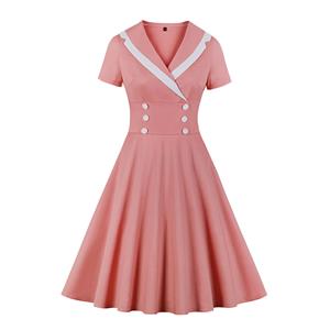 Retro Rockabilly Picnic Swing Dress, Fashion Casual Double-breasted Dress, Fashion Casual Office Lady Dress, Sexy Midi Dress, Retro Party Dresses for Women 1960, Vintage Dresses 1950's, Plus Size Dress, Sexy OL Dress, Vintage Party Dresses for Women, Vintage Dresses for Women, #N20139