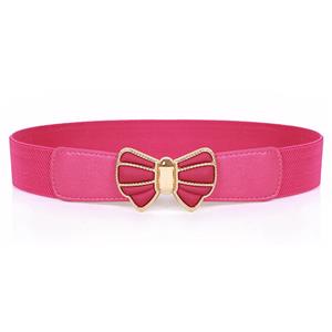 Women's Fashion Elastic Metal Bowknot Buckle Wide Waist Belt Casual Cinch Belt N15369