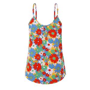 Fashion Colorful Floral Print Spaghetti Straps Loose Waist Summer Daily Casual Camisole Top N22136