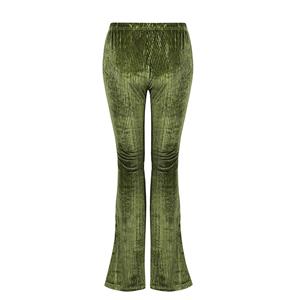 Fashion Glossy Velvet Elastic Bell-bottoms Daily Casual Slim Fit Leggings Clubwear Trousers L21590