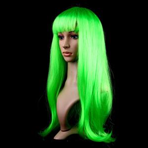 Fashion Green Long Straight Wig, Green Straight Bangs Long Wig, Sexy Masquerade Straight Hair Wig, Fashion Party Long Straight Wig, Long Straight Hair Cosplay Wig, #MS16117