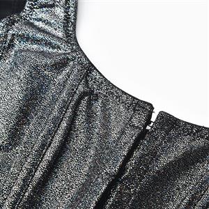 Retro Fantasies Grey Backless Wide Straps 11 Plastic Bones Zipper Underbust Corset N22680