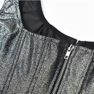 Retro Fantasies Grey Backless Wide Straps 11 Plastic Bones Zipper Underbust Corset N22680
