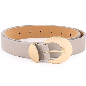 Fashion Grey PU Leather Alloy Crescent Moon Buckle Waist Belt Accessory N18782