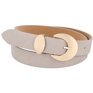 Fashion Grey PU Leather Alloy Crescent Moon Buckle Waist Belt Accessory N18782