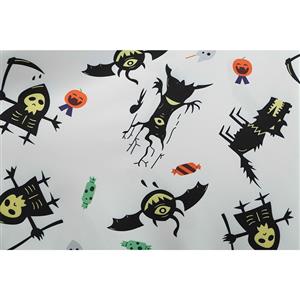 Fashion Black Devil Printed Long Sleeve High Waist Halloween Party Swing Dress N19486
