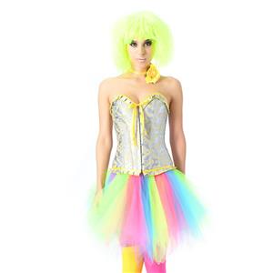 Fashion Jacquard Ruffles Busk Closure Overbust Corset High-waisted Tulle Skirt Candy Sets N20220