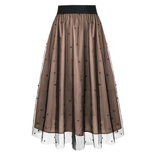 Gothic Corset Skirt, Gothic Cosplay Skirt, Halloween Costume Skirt, Gothic Organza Long Skirt, Elastic Skirt, Fashion Ruffle Skirt, Sexy Gothic Mesh Skirt, Fashion Victorian Gothic Double Layered Elastic Band High Waist Skirt,#N23037