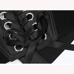 Fashion Leather Lace-up Elastic Wide Waist Corset Belt N15208