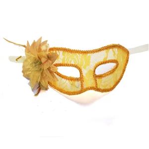 Fashion Women's Seductive Masquerade Party Golden Lace Lily Mask MS22980