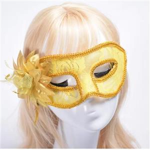 Fashion Women's Seductive Masquerade Party Golden Lace Lily Mask MS22980