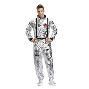 Fashion Men Silver Metallic One-piece Space Suit Adult Cosplay Costume N19620