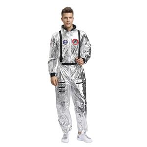 Fashion Men Silver Metallic One-piece Space Suit Adult Cosplay Costume N19620