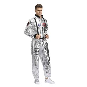 Fashion Men Silver Metallic One-piece Space Suit Adult Cosplay Costume N19620