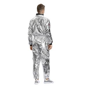 Fashion Men Silver Metallic One-piece Space Suit Adult Cosplay Costume N19620