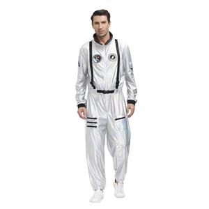 Fashion Men Silver One-piece Space Suit Adult Astronaut Jumpsuit Cosplay Costume N20593