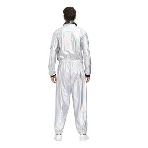 Fashion Men Silver One-piece Space Suit Adult Astronaut Jumpsuit Cosplay Costume N20593