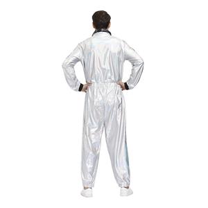 Fashion Men Silver One-piece Space Suit Adult Astronaut Jumpsuit Cosplay Costume N20593