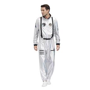 Fashion Men Silver One-piece Space Suit Adult Astronaut Jumpsuit Cosplay Costume N20593