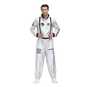 Fashion Men Silver One-piece Space Suit Adult Astronaut Jumpsuit Cosplay Costume N20593