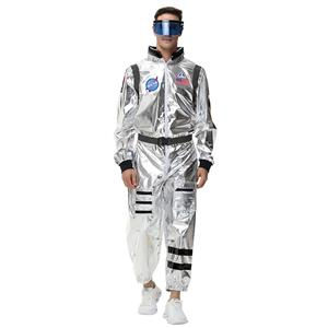 Fashion Men Silver Metallic One-piece Space Suit Adult Cosplay Costume N23769