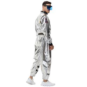 Fashion Men Silver Metallic One-piece Space Suit Adult Cosplay Costume N23769
