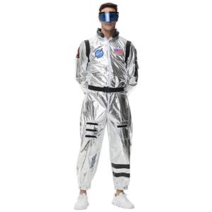 Fashion Men Silver Metallic One-piece Space Suit Adult Cosplay Costume N23769