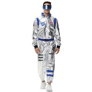 Fashion Men Silver Metallic One-piece Space Suit Adult Cosplay Costume N23770