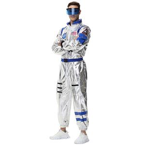 Fashion Men Silver Metallic One-piece Space Suit Adult Cosplay Costume N23770