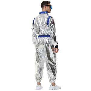 Fashion Men Silver Metallic One-piece Space Suit Adult Cosplay Costume N23770