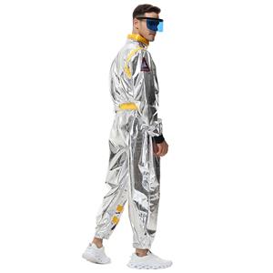 Fashion Men Silver Metallic One-piece Space Suit Adult Cosplay Costume N23771