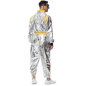 Fashion Men Silver Metallic One-piece Space Suit Adult Cosplay Costume N23771