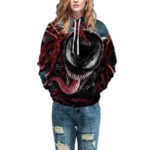 Fashion Unisex Monster 3D Digital Print Film Role Long Sleeve Pullover Hoodie Drawstring Tops N21386