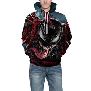 Fashion Unisex Monster 3D Digital Print Film Role Long Sleeve Pullover Hoodie Drawstring Tops N21386