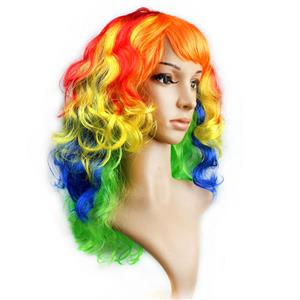 Fashion Long Wave Wig, Multi-color Bangs Small Wave Wig, Sexy Masquerade Small Wave Wig, Fashion Party Long Wave Wig, Cosplay Long Multi-color Wave Wig, #MS16088