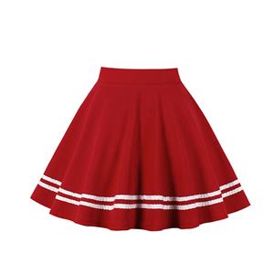 Daily Casual Mini Skirt, OL Midi Skirt, Cute Swing Skirt, Yarn Skirt, Elastic Skirt, Vintage Swing Skirt, Yarn Fabric Double-breasted Skirt, Girl's School Skirt, Fashion Casual Swing Skirt, #N20943
