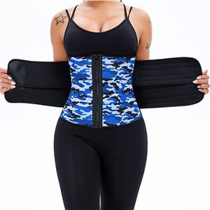 Fashion Camouflage-blue Neoprene Velcro Sports Waist Trainers Gym Body Shaper Belt N20873