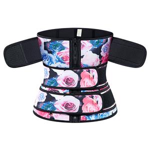 Fashion Flower Print Neoprene Velcro Sports Waist Trimmer Bones Body Shaper Belt N20878