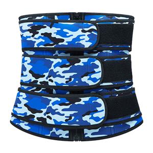 Fashion Blue Camouflage Print Neoprene Velcro Sports Waist Trimmer Bones Body Shaper Belt N20880