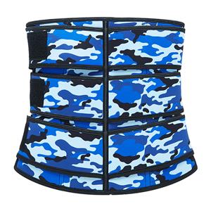 Fashion Blue Camouflage Print Neoprene Velcro Sports Waist Trimmer Bones Body Shaper Belt N20880