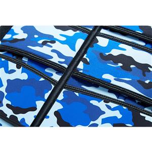 Fashion Blue Camouflage Print Neoprene Velcro Sports Waist Trimmer Bones Body Shaper Belt N20880