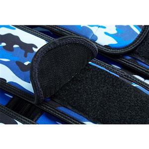 Fashion Blue Camouflage Print Neoprene Velcro Sports Waist Trimmer Bones Body Shaper Belt N20880
