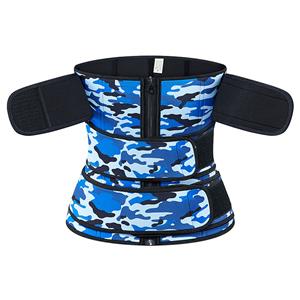 Fashion Blue Camouflage Print Neoprene Velcro Sports Waist Trimmer Bones Body Shaper Belt N20880