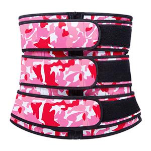 Fashion Rose-red Camouflage Neoprene Velcro Sports Waist Trimmer Bones Body Shaper Belt N20881