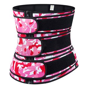 Fashion Rose-red Camouflage Neoprene Velcro Sports Waist Trimmer Bones Body Shaper Belt N20881