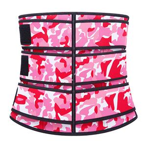 Fashion Rose-red Camouflage Neoprene Velcro Sports Waist Trimmer Bones Body Shaper Belt N20881