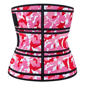 Fashion Rose-red Camouflage Neoprene Velcro Sports Waist Trimmer Bones Body Shaper Belt N20881