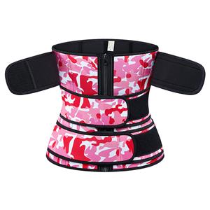 Fashion Rose-red Camouflage Neoprene Velcro Sports Waist Trimmer Bones Body Shaper Belt N20881