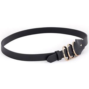 Fashion Black PU Leather Alloy Three Rings Buckle Korean Style Waist Belt Accessory N18786