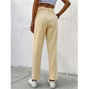 Women's Fashion Pinstripe Straight Leg High Waist Elastic Band Cozy Daily Casual Trousers N21868